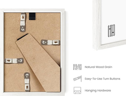 HAUS AND HUES White Oak Wood Gallery Wall Tabletop Frames Made with Real American Oak and Shatter-free Plexiglass - Set of 6 (Four 4x6, Two 5x7, Framed White)