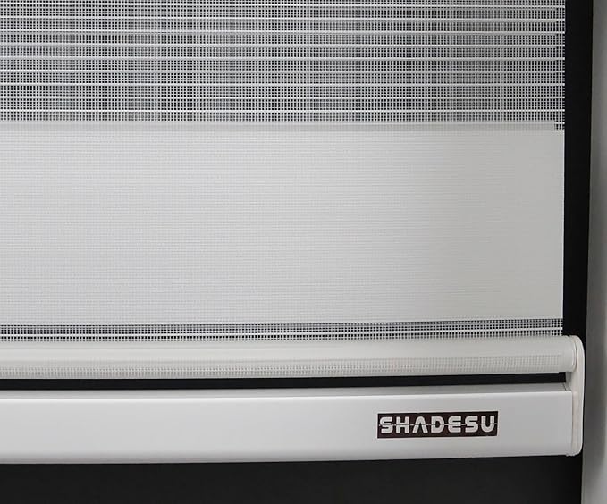 Shadesu Custom Size Zebra Blinds for Windows, 36" W x 72 H, White, Dual Layer Free-Stop Zebra Shades, Light Control for Day and Night, Sheer Blinds for Indoor Windows, Bedroom, Kitchen