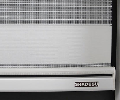 Shadesu Custom Size Zebra Blinds for Windows, 74" W x 72 H, White, Dual Layer Free-Stop Zebra Shades, Light Control for Day and Night, Sheer Blinds for Indoor Windows, Bedroom, Kitchen