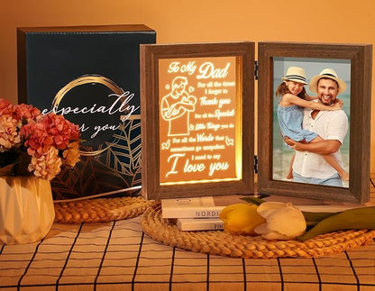 Tiblue Christmas Gifts for Dad from Daughter Son Kids Wife, Gifts for Daddy Who Wants Nothing Best Dad Gift - Night Light with Father Picture Frame for 5x7 Photos New Daddy Bonus Step Father Gift