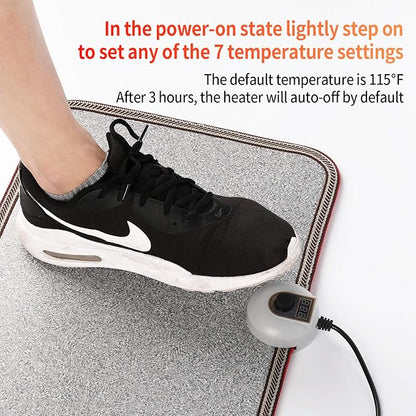Electric Heated Floor Mats - AC 110V Foot Heater, Heated Foot Warmer Mat Under Desk for Office and Home (Gray)