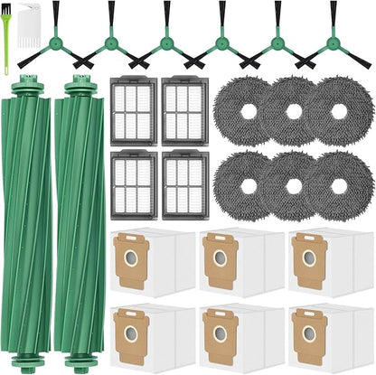 Roomba 405 Combo Accessories Replacement Parts for iRobot Roomba Plus 405/505 / 507 Combo Kit Accessory Set, 2 Roller Main Brushes, 6 vacuum Dust Bags 6 Mop Pads 4 Hepa Filters 6 Side Brushes