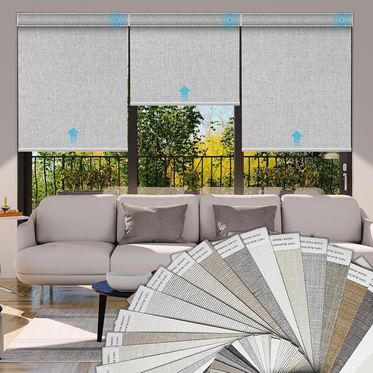 SmartWings Fabric Samples for Motorized Blackout Shades Blinds Fabric Sample (30 Colors), Custom Size, Rechargeable Battery, Works with Matter/Apple HomeKit, Alexa, Thread/Zigbee, Remote Optional
