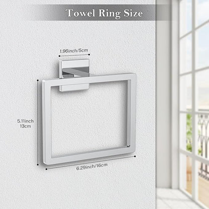 2-Piece Polished Chrome Towel Ring,Hand Towel Holder,Modern Towel Holder Stainless Steel Towel Rack Wall-Mounted Bathroom Towel Hanger