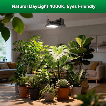 SANSI Grow Lights for Indoor Plants, 70W(500W Equiv) Full Spectrum Plant Light with Optical Lens for High PPFD, Dimmable Panel Plant Lamp with 4/8/12 Hrs Remote Control for 2x2ft Grow Tent Greenhouse
