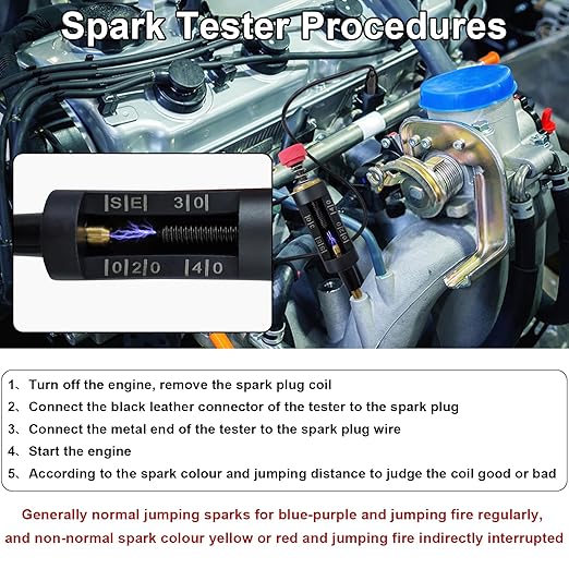 2 PCS Spark Plug Tester, Adjustable Ignition Coil Tester System, Coil Pack Tester, Spark Testers Tool, Spark Checker, Autos Diagnostic Test Tool for Automotive, Small Engines, Lawnmowers