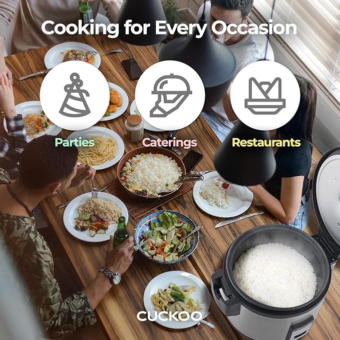 CUCKOO Commercial Rice Cooker & Warmer, Extra Large Rice Cooker 30-Cup Uncooked / 60-Cup Cooked, Professional Industrial Grain Cooker with Large Capacity, Easy One-Touch Operation, Silver (CR-3032)