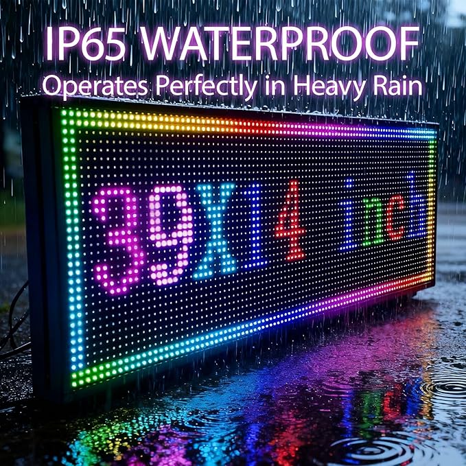 Programmable Led Sign With Full Color Display - Energy Saving and Waterproof Led Message Board for Schools, Shops, and Businesses, Supports wifi Connection,39"x14"