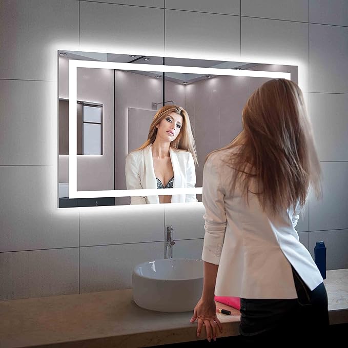 Blossom 48X30 LED Bathroom Mirror with Lights, Anti-Fog, Dimmable, Backlit & Front Lit, Lighted Bathroom Vanity Mirror for Wall, Memory Function, Waterproof, Tempered Glass, Smart Vanity Makeup Mirror