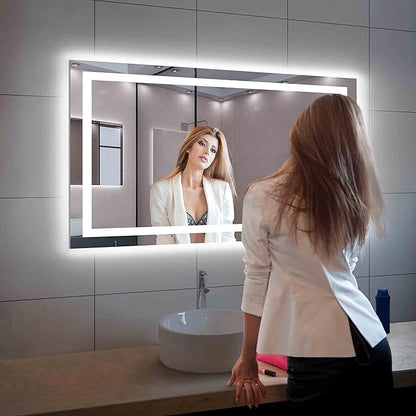 Blossom 48X30 LED Bathroom Mirror with Lights, Anti-Fog, Dimmable, Backlit & Front Lit, Lighted Bathroom Vanity Mirror for Wall, Memory Function, Waterproof, Tempered Glass, Smart Vanity Makeup Mirror
