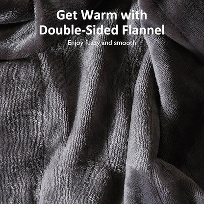 SUNVIVI Heated Throw, Electric Blanket Throw 50" x 60", Double-Layer Flannel with 4 Heating Settings, 4 Hours Auto Off, 5 Years Warranty, ETL Certified, Machine Washable, Grey