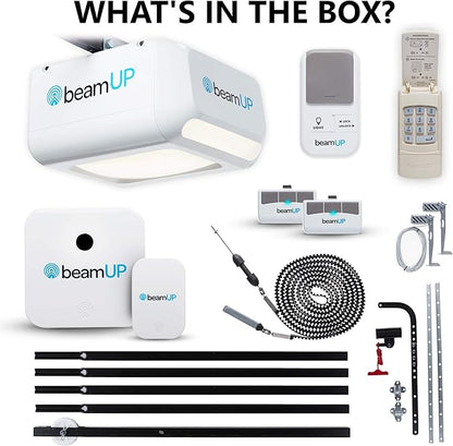 Centurion BU800 Two Car Smart Garage Door Opener, Ultra-Reliable 1-1/4 Horsepower Equivalent DC Motor, Integrated Edge-to-Edge 3000-Lumen LED, with Beam Home App for Smart Garage Control, White