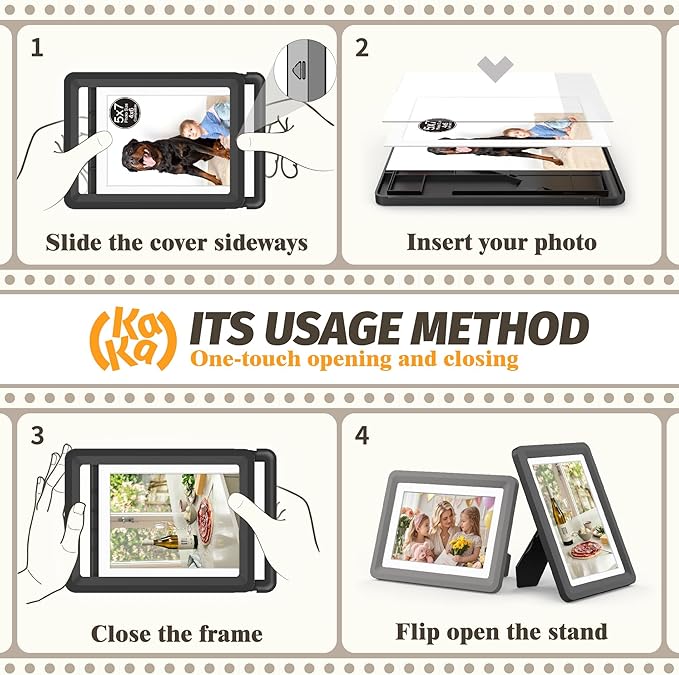 Dark Gray 5x7 Picture Frame with Acrylic Front 1 Pack, ABS Frame for 5x7 or 4x6 Photos, Shatterproof UV-Resistant Tabletop Photo Frame, Vertical/Horizontal Display for Home Décor