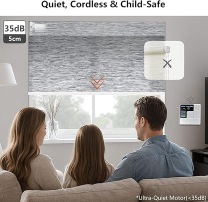 Smart Motorized Blinds – 70% Blackout Roller Shades with Remote, Alexa/Google Home/Siri Control, Matter Compatible, Wireless Rechargeable Battery, Custom Sizes for Windows & Sliding Doors