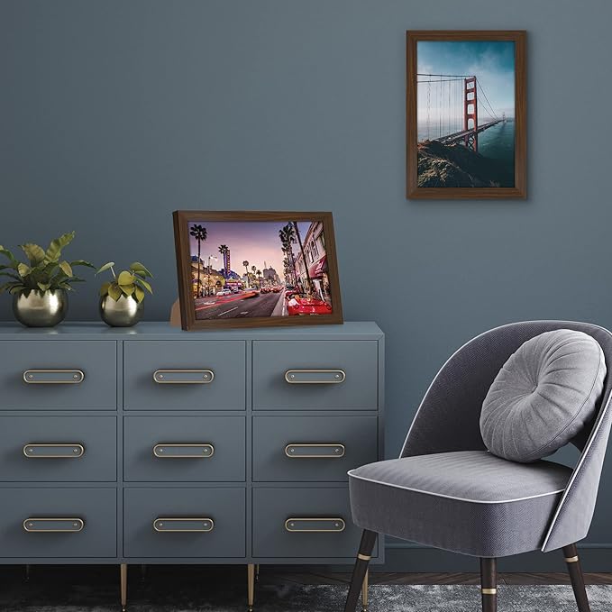 Americanflat 8x12 Picture Frame with Shatter-Resistant Glass - Signature Collection - Gallery-Style Frames Made of Engineered Wood - Photo Frame for Tabletop and Wall Display - Walnut