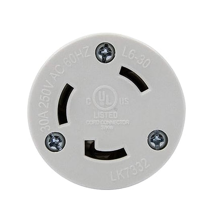 ENERLITES NEMA L6-30R Locking Connector for Generator, Twist Lock Female Plug, 30 Amp, 250 Volt, 2 Pole, 3 Wire Grounding, Industrial Grade, UL Listed, 66462-BK, Black