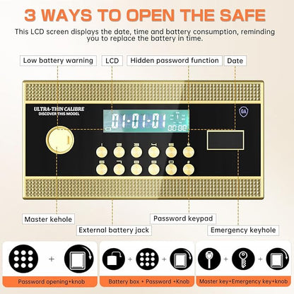 6.0 Cu Ft Large Double-Door Coin-Operated Digital Safe with Fireproof & Waterproof Bag,Hidden Code,Coin Slot,Thickened All-Steel Construction,Extra Storage,Wall/Floor Mountable for Home/Office/Hotel