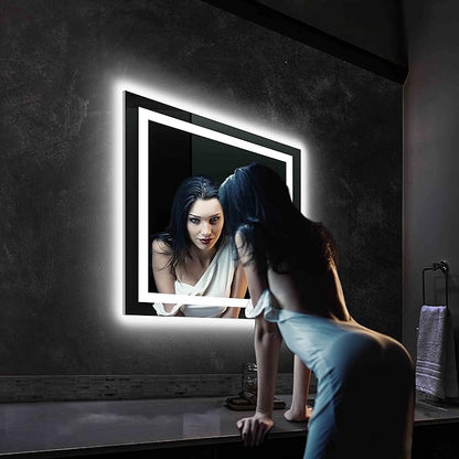 Blossom 30X30 LED Bathroom Mirror with Lights, Anti-Fog, Dimmable, Backlit & Front Lit, Lighted Bathroom Vanity Mirror for Wall, Memory Function, Waterproof, Tempered Glass, Smart Vanity Makeup Mirror