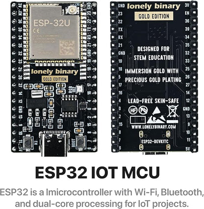 3-Pack Lonely Binary ESP32 Gold Edition with External IPEX Antenna WiFi Bluetooth Dual-Core MCU with Screw/Non-Screw Expansion Boards, Type-C Port Compatible with Arduino IDE, MicroPython, ESP-IDF