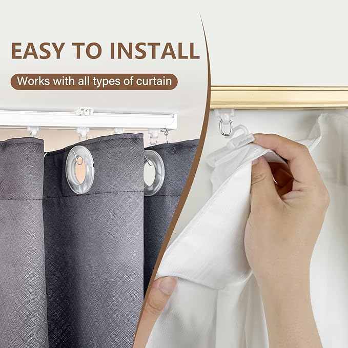 Ceiling Curtain Tracks Ceiling Mounted Heavy-Duty Curtains Rails Room Divider Curtain Track for Living Bedroom Shower Privacy RV Garage Divider Track，Golde 9ft.