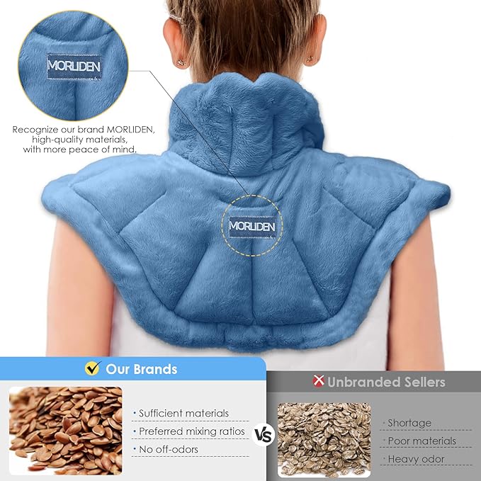 Microwavable Heated Neck Wrap Warmer and Shoulder Heating Pad Microwave, Weighted Microwave Heating Pad for Neck and Shoulders Hot and Cold Compress