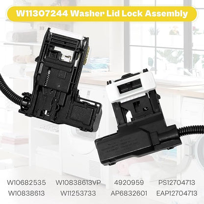 WTW5000DW1 WTW5000DW2 WTW5000DW3 Washer Lid Lock for Whirl-pool,May-tag,Ken-more Washer,W11307244 W10682535 Washer Lid Lock Assembly with W10837741 Washer Lid Strik by TOMOON
