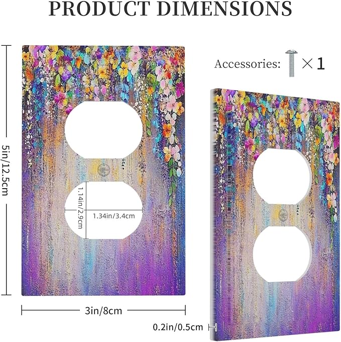 Colorful Country Flower Wildflower Floral Outlet Covers 1 Gang Duplex Light Switch Cover Decorative Switch Plates Electrical Receptacle Faceplate Wall Plate For Bed Room Living Room Decor