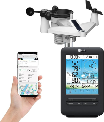 Logia 18-in-1 Wireless Weather Station with 7-in-1 Solar Sensor Array & 4-Day Forecast, Wi-Fi & Large Color Display, Wind Speed/Direction, Rainfall, UV Index, Light Intensity, Temperature & Humidity