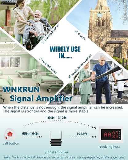 Wireless Caregiver Pager Nursing Calling System Elderly Alarm with 1 Display Receiver and 10 Waterproof 2 Key Call Buttons for Nursing Home Clinic (10 M2 Call Buttons)
