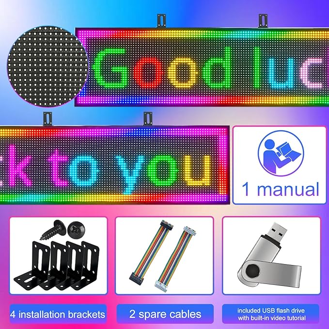 Programmable Scrolling LED Sign Outdoor Signs for Businesses Pantalla LED Para Publicidad Waterproof Digital Display Board - Custom Electronic Message Panel for Wall (Letrero) 26"X14"