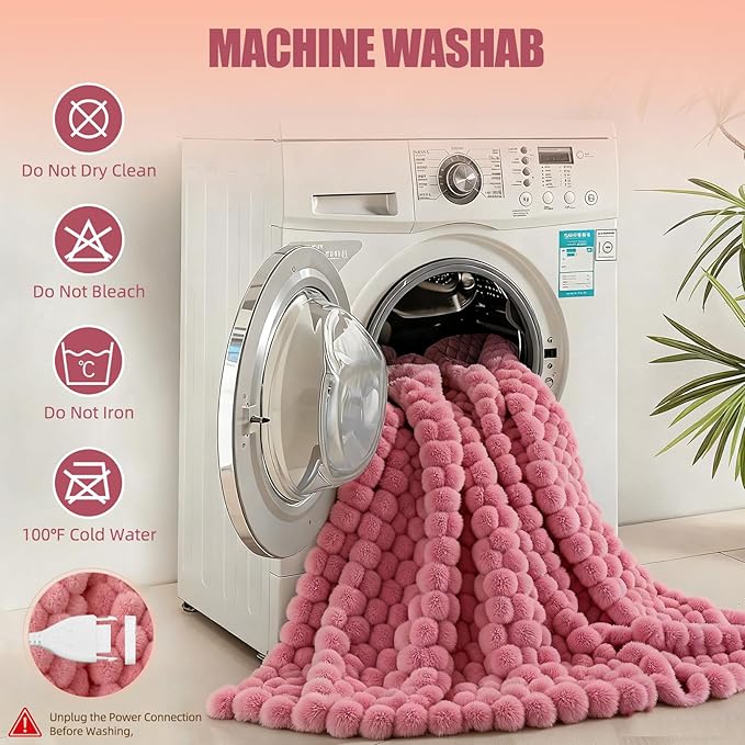 Electric Blanket 50" x 60" Soft Ribbed Faux Fur Flannel Quick Heat 12 Heat Levels 1-12 Hour Timer & Overheat Protection & Auto Shut Off & ETL FCC (Blush Pink, Throw 50" x 60")