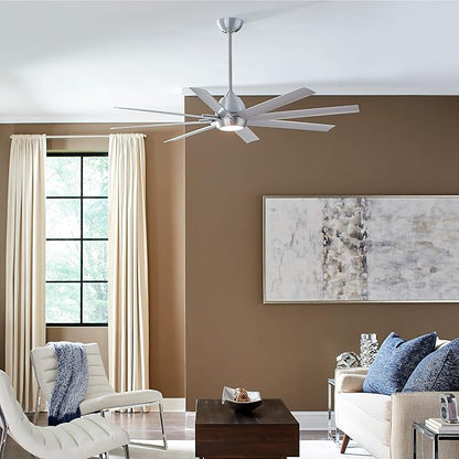 WAC Lighting Mocha XL 8-Blade Aluminum Smart Ceiling Fan in Matte White
