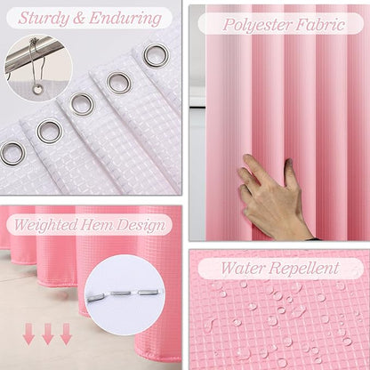 Bathroom Sets with Shower Curtain and Rugs, 27PC Bathroom Accessory Set, Pink Bathroom Set, Pink Bathroom Accessories Set with Trash Can, Toilet Brush and Soap Dispensers