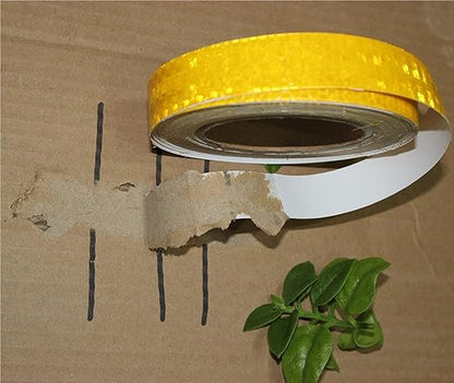 Yellow Reflective Tape 1 inch Wide, Outdoor Waterproof High Visibility Warning Industrial Marking Tape, Safety Stickers (68 feet,5 Rolls)