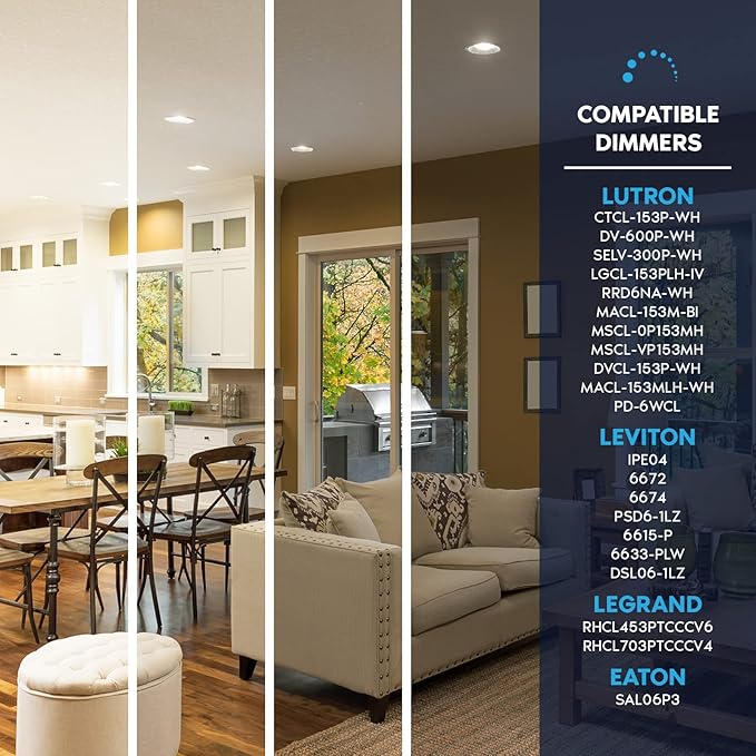 Luxrite 6-Pack BR30 LED Bulb, 65W Equivalent, 3500K Natural White, Dimmable, 650 Lumens, LED Flood Light Bulbs, 8.5W, Energy Star, E26 Medium Base, Damp Rated, Indoor/Outdoor - Living Room and Kitchen