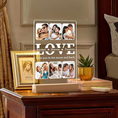 Personalized Anniversary Birthday Gifts for Women Men, Customized Picture Frames, Custom Photo Frame with Photos, Customized Valentines Day Gifts for Him Her Girlfriend Boyfriend