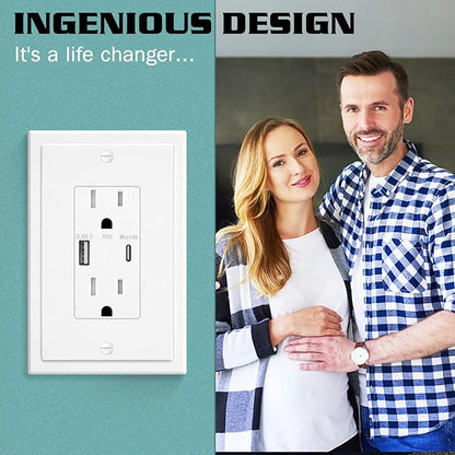 1-Gang Modern Edge Decorative Wall Plate Cover Switch Outlet Single Decorator Electrical Faceplate for Light Switches, Smart Switch, GFCI, Dimmers, Receptacle, USB Outlet (4 Pack, Single Decorator)