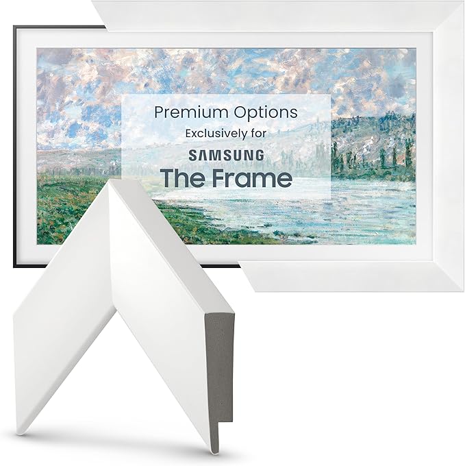 Gloss White 85" Premiere Deco TV Frame - Compatible ONLY with Samsung The Frame TV and Pro TVs (Fits 2021-2025, LS03A, LS03B,LS03C,LS03D,LS03FA,LS03FW)