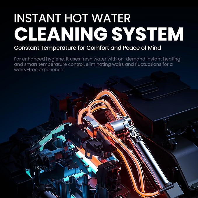 Smart Toilet with Bidet Wash & Air Dryer, Self-Cleaning Nozzle, 4-Level Heated Seat, LED Display, Quiet Dual Pump, Foot Sensor Flushing