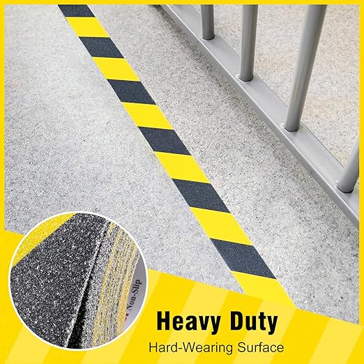 S&X Black/Yellow Anti Slip Tape, 2" x 60 FT, Heavy-Duty Grip Tape for Stairs Steps Outdoor Waterproof Safety Non Skid Roll High Traction Non Slip Strip