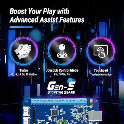 Brook Gaming GEN 5 Wired Fighting Board – Compatible with PS5, PS4, NS, NS2, and PC/Ultra-Low Latency & RGB Lighting Equipped (Exclusive Version)