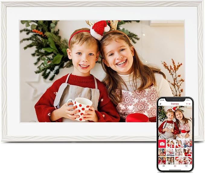 Digital Picture Frame, Frameo 10.1 Inch Digital Photo Frame WiFi, 32GB Memory, Electric Frame Slideshow, 1280 * 800 HD Touch Screen, Wall Mountable, Auto-Rotate, Share Instantly, Gifts for Mom, Women