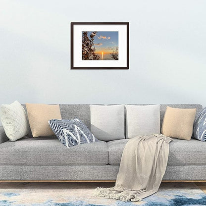 Golden State Art, 16x20 Picture Frames with Mat for 11x14 or 16x20 Picture Collage Gallery Wall Frame with Real Glass, Brown, 2 Pack