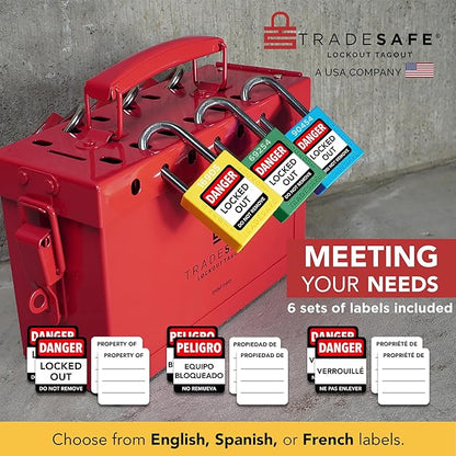 TRADESAFE Lockout Tagout Locks Set - 7 Red Keyed Alike Padlocks, 2 Keys Per Lock, OSHA Compliant Loto Locks for Lock Out Tag Out Stations, Premium Grade