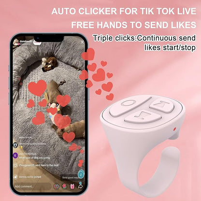 TikTok Scrolling Ring Bluetooth Camera Remote Control Page Turner for iPhone iPad Android Tablet Ebook Reading Scrolling Ring for iPhone TikTok (Baby Pink with Charging Case)