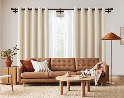 Double Curtain Rod 36 to 72 Inch, HOTOZON 1 Inch Heavy Duty Curtain Rods for Windows, Telescoping Double Drapery Rod with Simple Cap Finials, Bronze