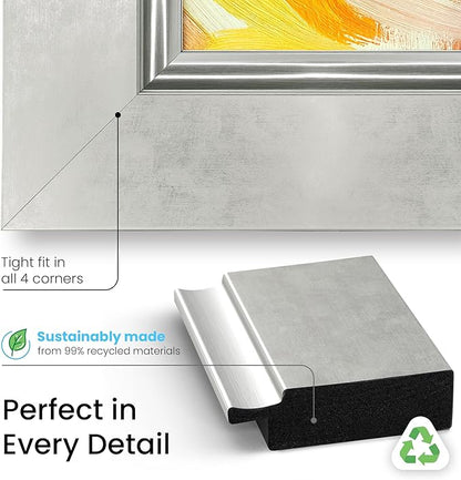 Contemporary Silver 65" Premiere Deco TV Frame - Compatible ONLY with Samsung The Frame TV and Pro TVs (Fits 2021-2025, LS03A, LS03B,LS03C,LS03D,LS03FA,LS03FW)
