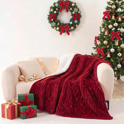 Heated Blanket Electric Blanket 62"x84", Soft Flannel Sherpa Electric Throw with 5 Heating Level & 12 Times Setting, Heated Throw with Overheating Protection, Machine Washable (Red)