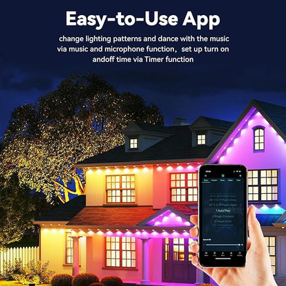 Permanent Outdoor Lights for House, Smart Outside christmas Lights with 72 Scene Modes,IP68 Waterproof Eaves Lights for Christmas All Holiday Decorations,Work with Alexa, Google Assistant (100 Ft)