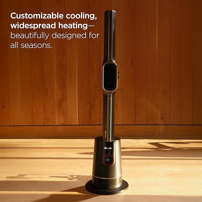 Shark TurboBlade Cool + Heat – 2-in-1 Bladeless Tower Fan & Space Heater for Customizable Year-Round Indoor Use, Bedroom, Living Room, & Office | Powerful Cooling + Rapid Room Heating, Charcoal, TH202
